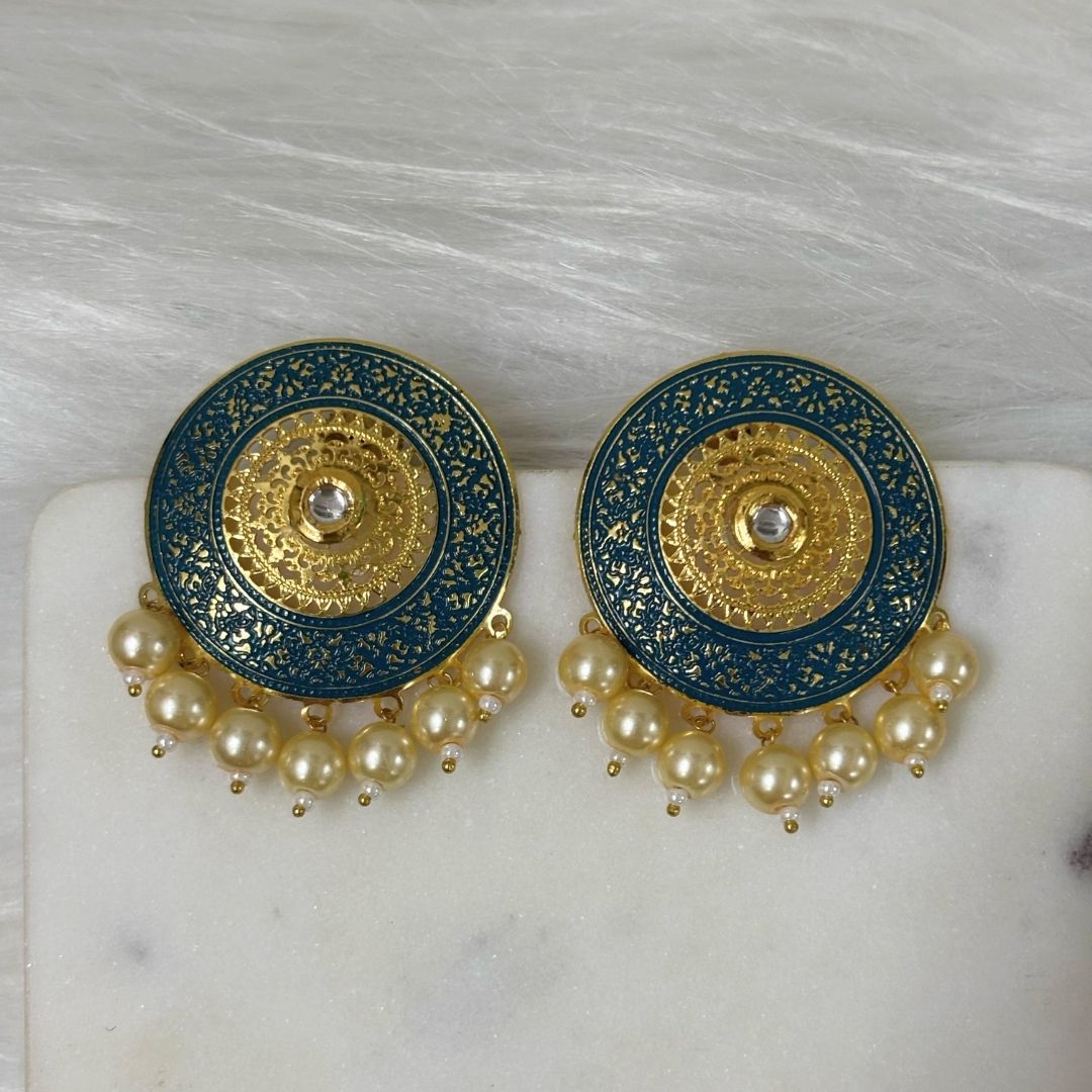 Bdiva 18K Gold Plated Enamelled Stud Earrings.