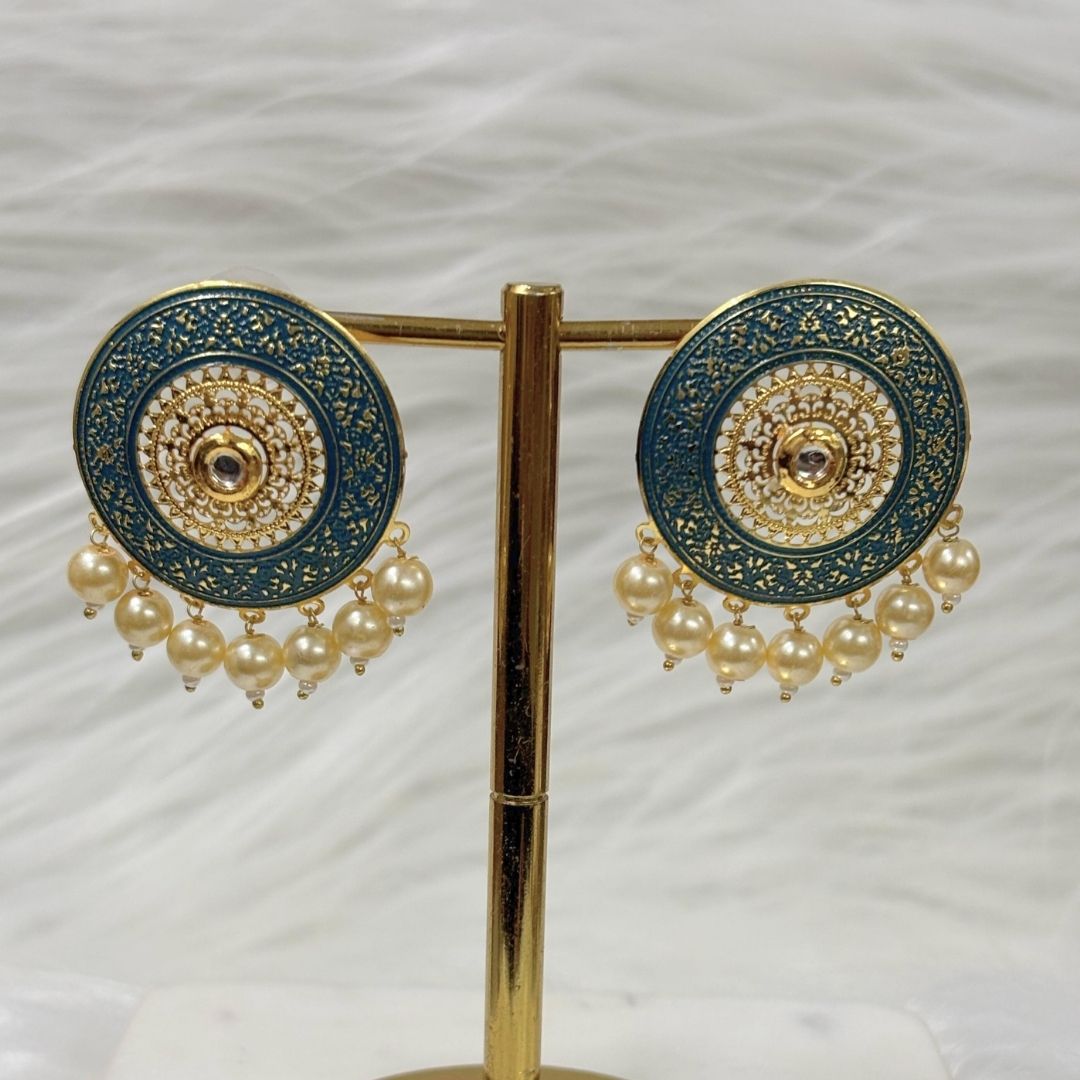 Bdiva 18K Gold Plated Enamelled Stud Earrings.