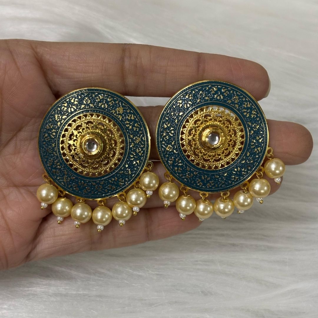 Bdiva 18K Gold Plated Enamelled Stud Earrings.
