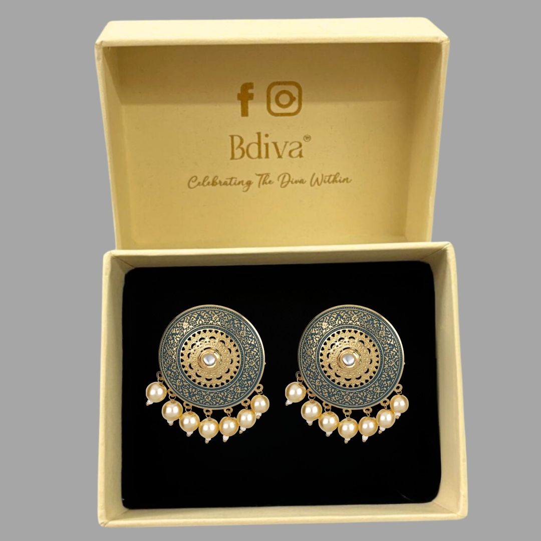 Bdiva 18K Gold Plated Enamelled Stud Earrings.