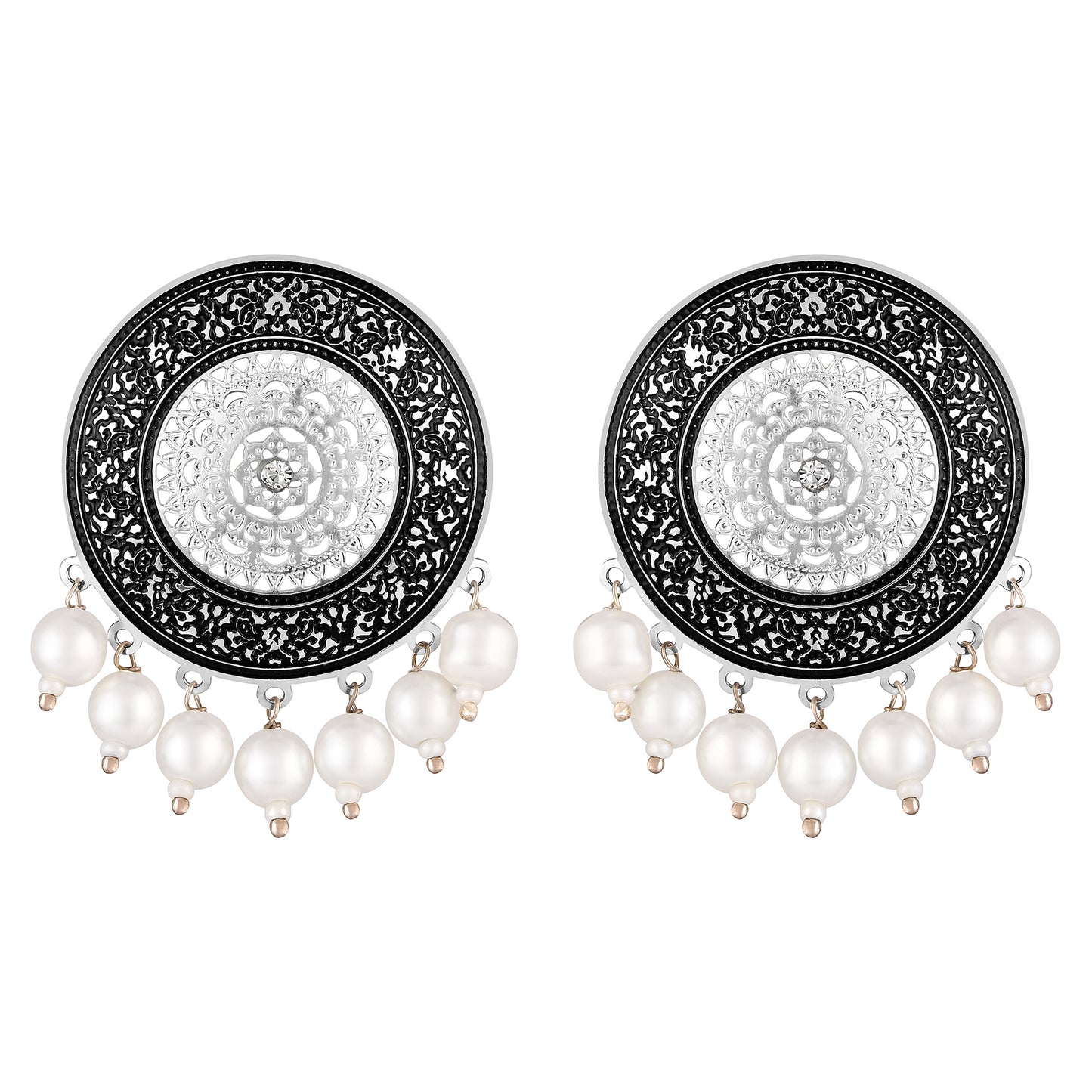 Bdiva 18K Rhodium Plated Enamelled Stud Earrings.