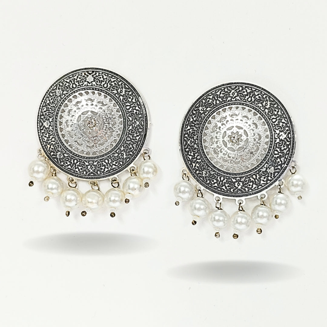 Bdiva 18K Rhodium Plated Enamelled Stud Earrings.