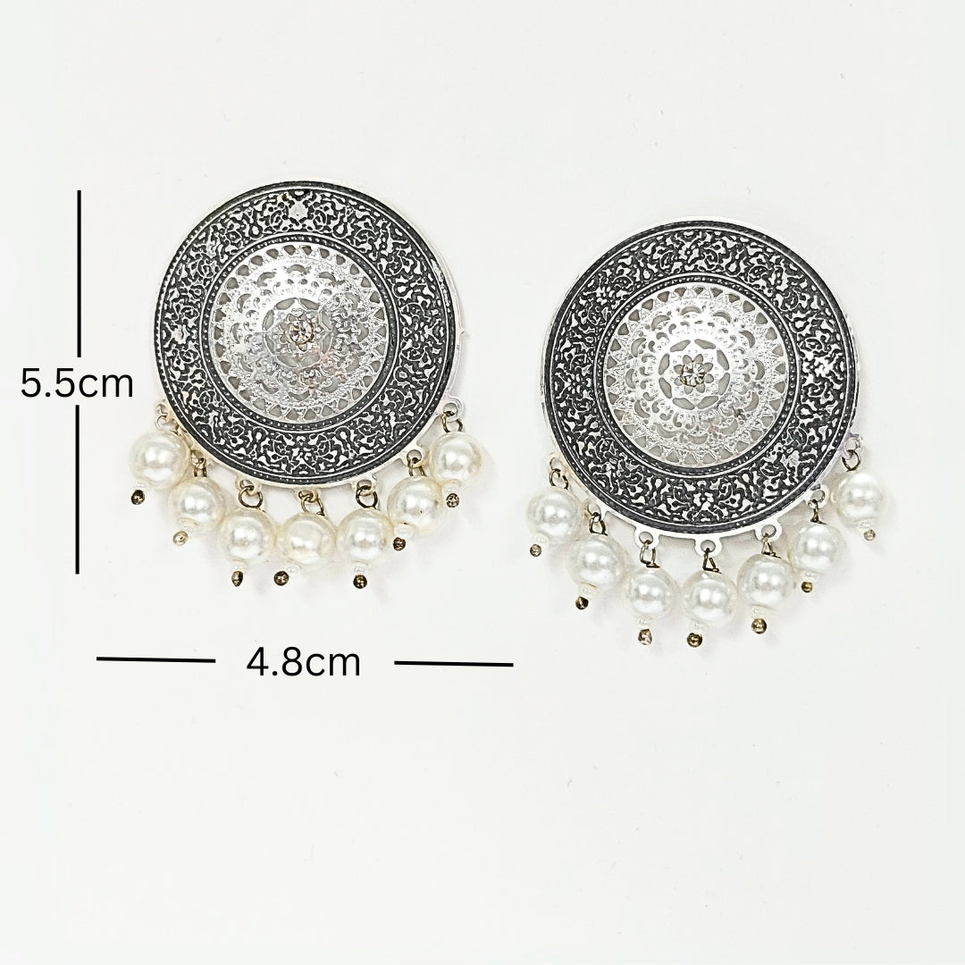 Bdiva 18K Rhodium Plated Enamelled Stud Earrings.