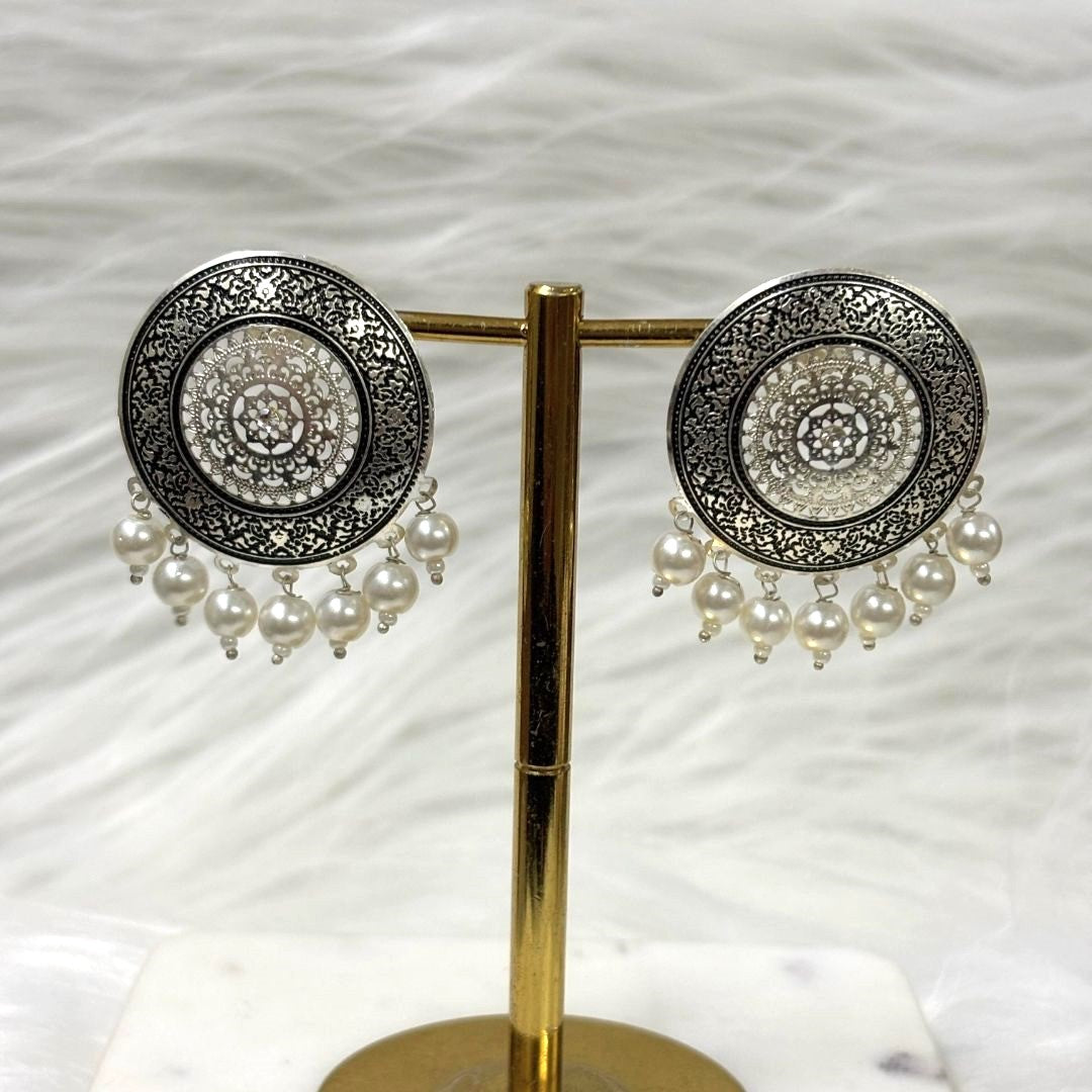 Bdiva 18K Rhodium Plated Enamelled Stud Earrings.