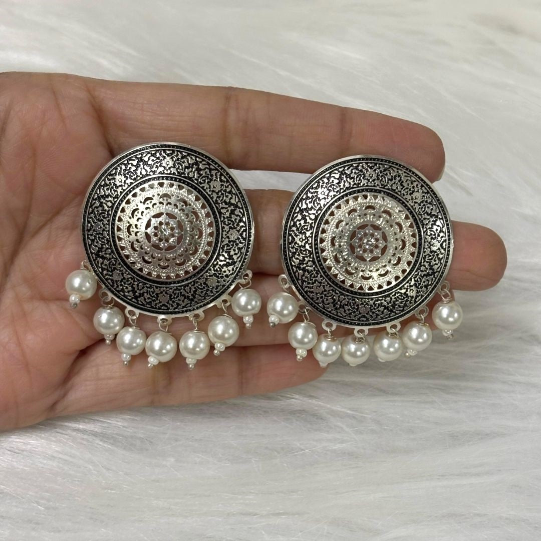 Bdiva 18K Rhodium Plated Enamelled Stud Earrings.
