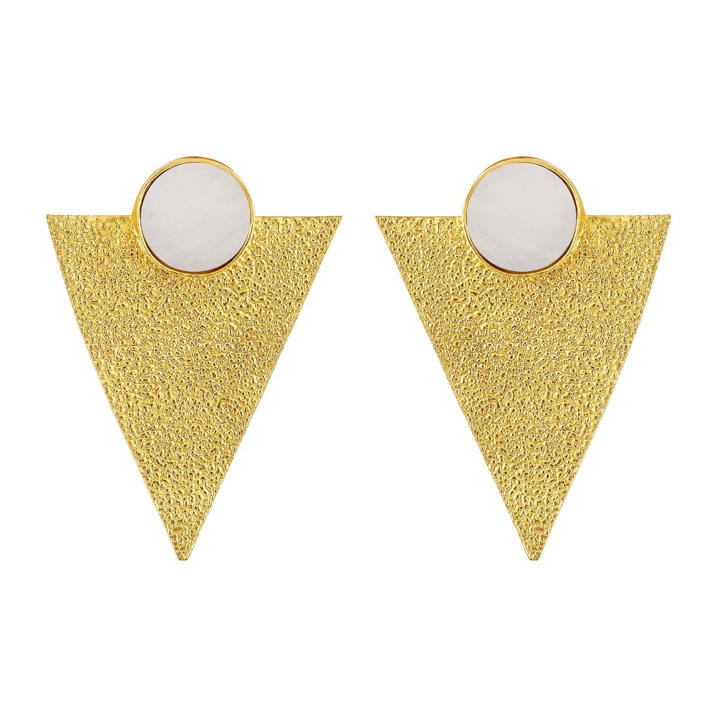BDiva18k Gold Plated Mother Of Pearl Geometric Gold Statement Earrings