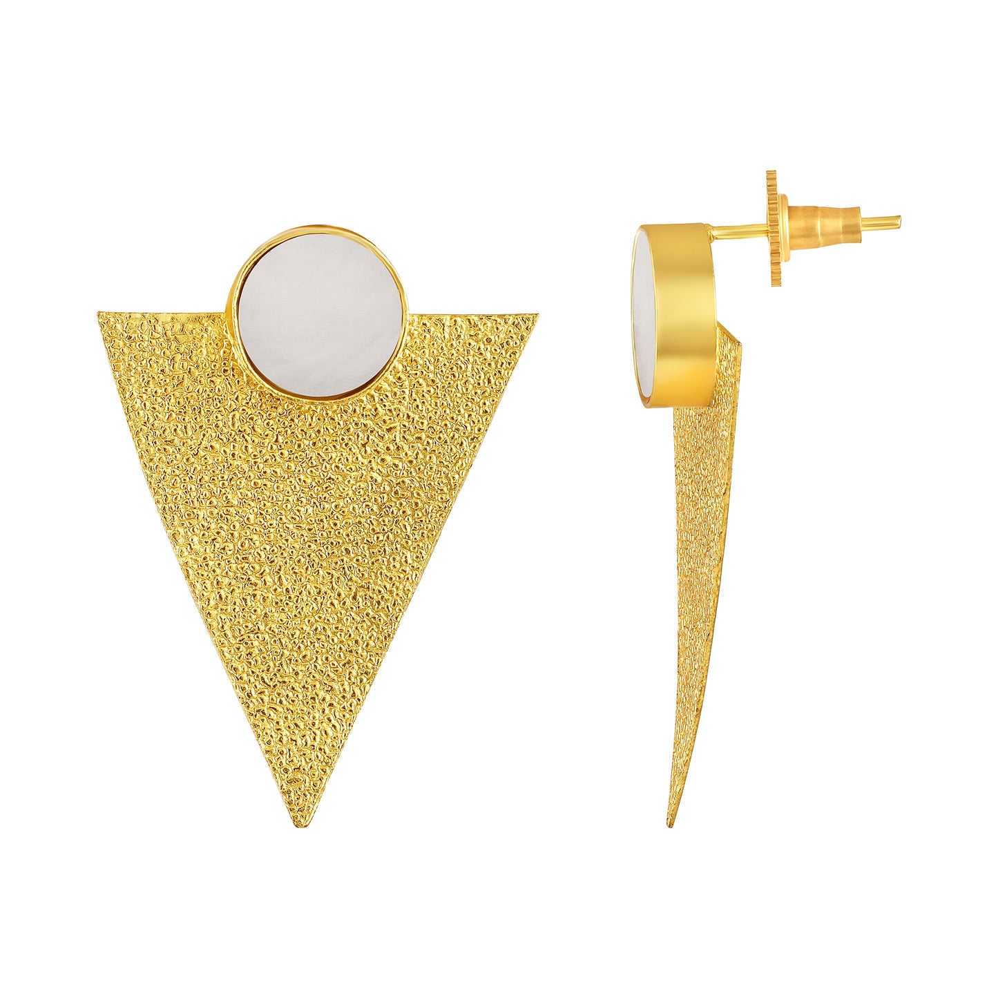 BDiva18k Gold Plated Mother Of Pearl Geometric Gold Statement Earrings