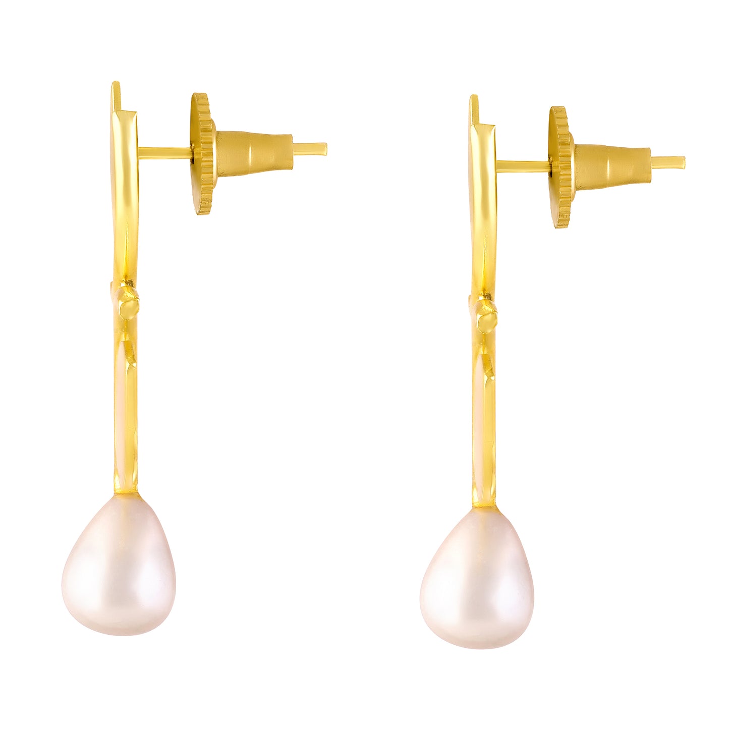 Bdiva 18K Gold Plated Leaf Pearl Drop Earrings with a Redefine Modern Elegance