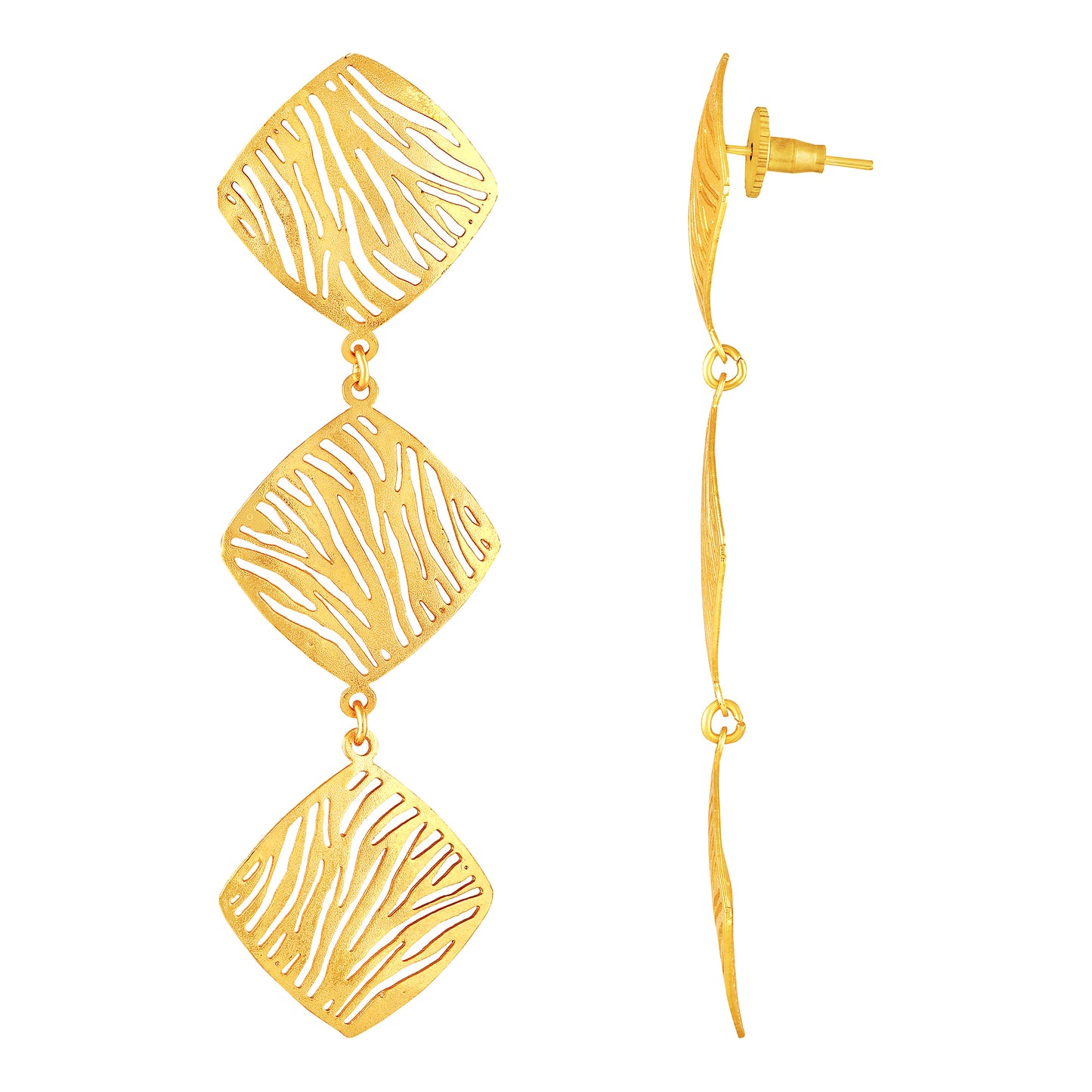 Bdiva 18K Gold Plated Cut-Out Dangle with a Exquisite Geometric Design