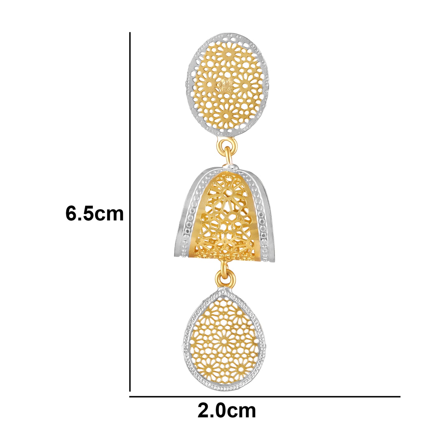 Bdiva Lightweight Filigree Gold & Silver Dual-Tone Drop Earrings
