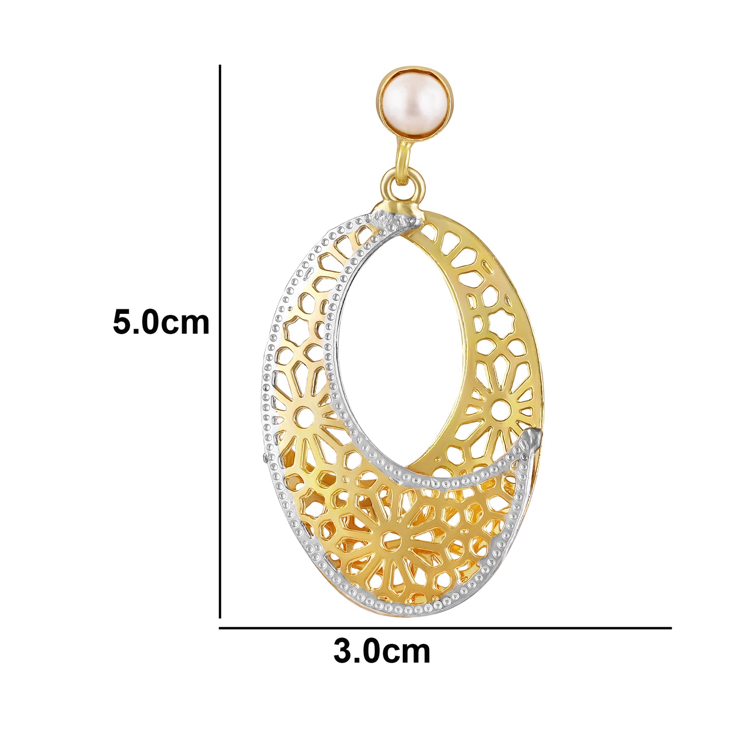 Bdiva Lightweight Dual-Tone Filigree Crescent Earrings with Elegance & Modern Glamour