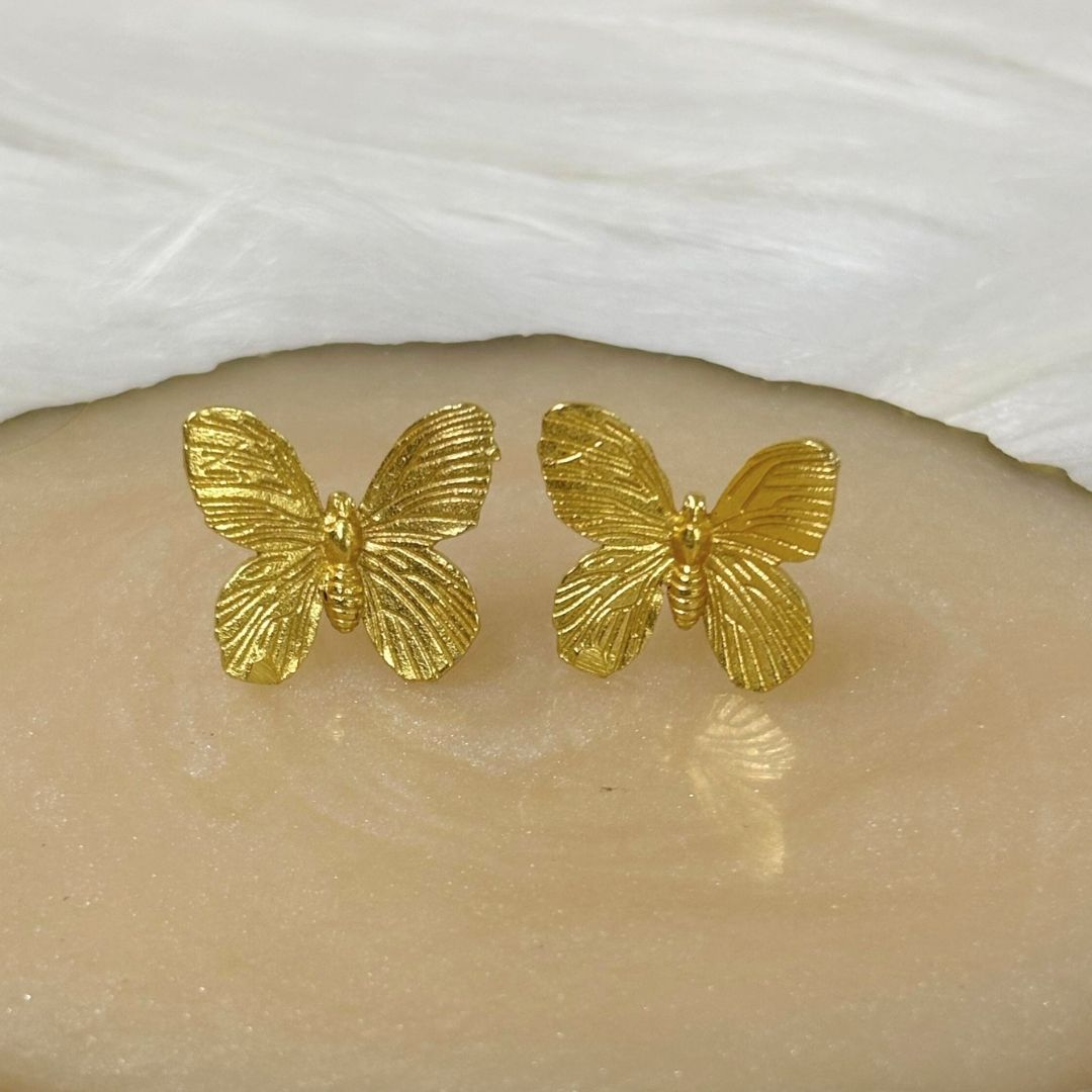 High-Quality Gold-Plated Butterfly Stud Earrings