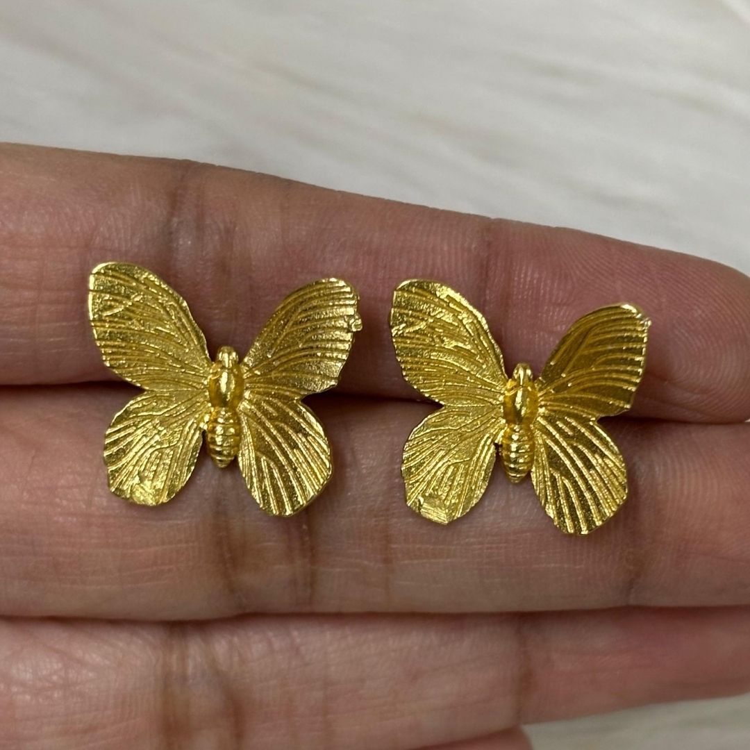 High-Quality Gold-Plated Butterfly Stud Earrings