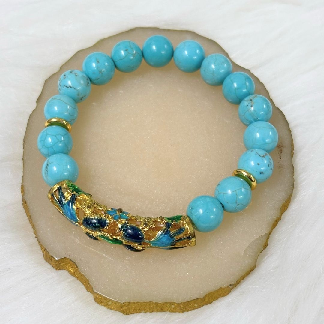 BDiva 18k Gold Plated Turquoise Glory Bracelet with a Touch of Timeless Elegance