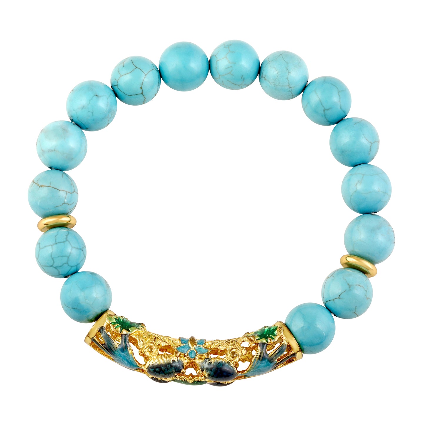 BDiva 18k Gold Plated Turquoise Glory Bracelet with a Touch of Timeless Elegance