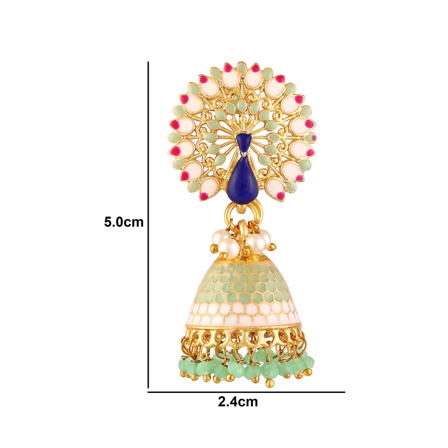 BDiva 18k Gold Plated Regal Fusion of Tradition and Modern Elegance Royal Peacock Jhumka Earrings