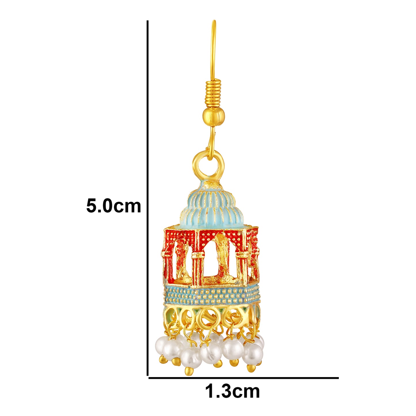 BDiva 18k Gold Plated Royal Dome Dangle Earrings with a Blend of Heritage and Modern Flair