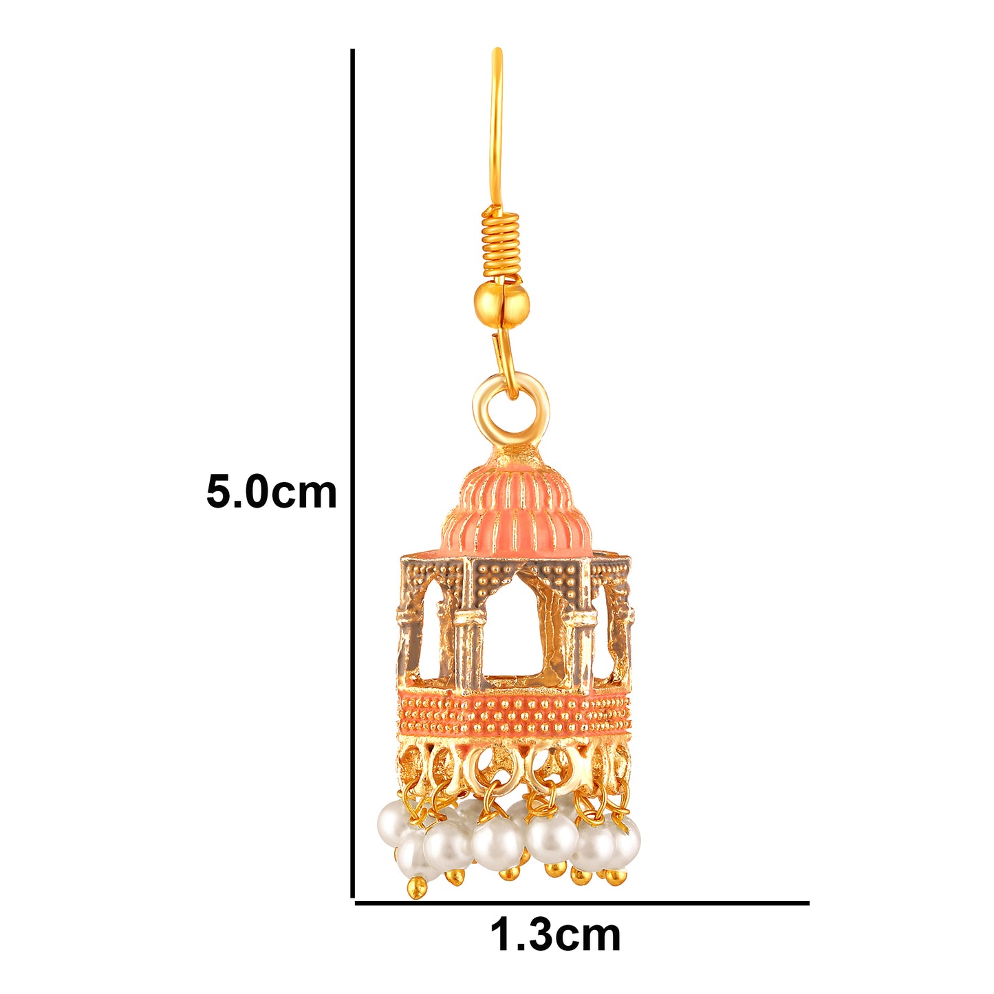 BDiva 18k Gold Plated Blush Dome Dangle Earrings with a Blend of Heritage and Modern Flair