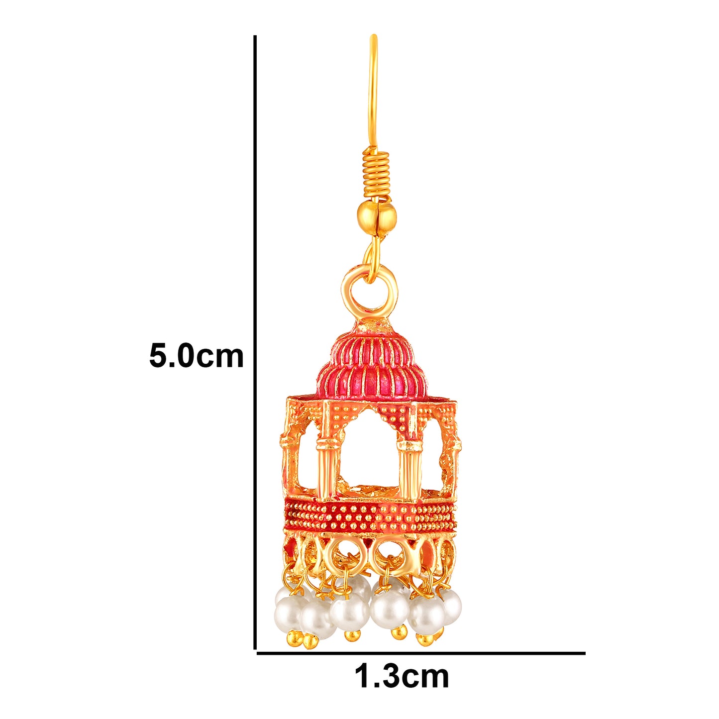 BDiva 18k Gold Plated Blush Dome Dangle Earrings with a Blend of Heritage and Modern Flair