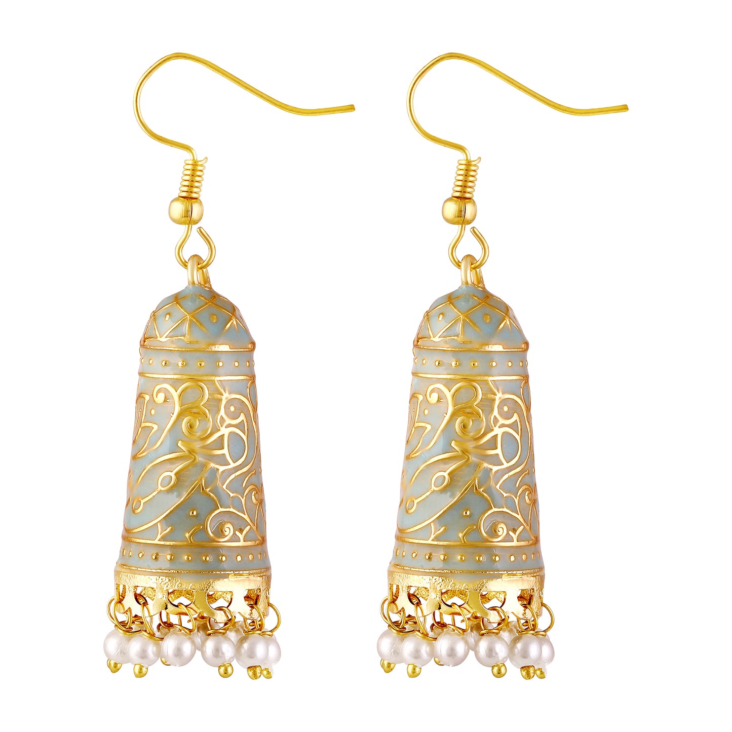 BDiva 18k Gold Plated Charm Sky Blue Enamel Dome Earrings with a Touch of Vintage Elegance