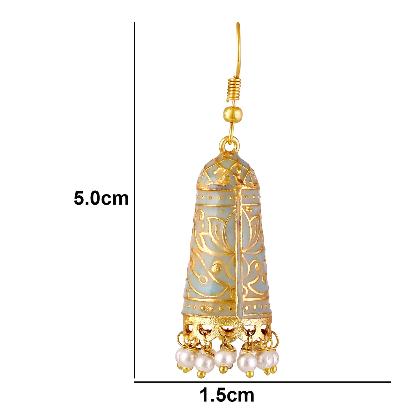 BDiva 18k Gold Plated Charm Sky Blue Enamel Dome Earrings with a Touch of Vintage Elegance