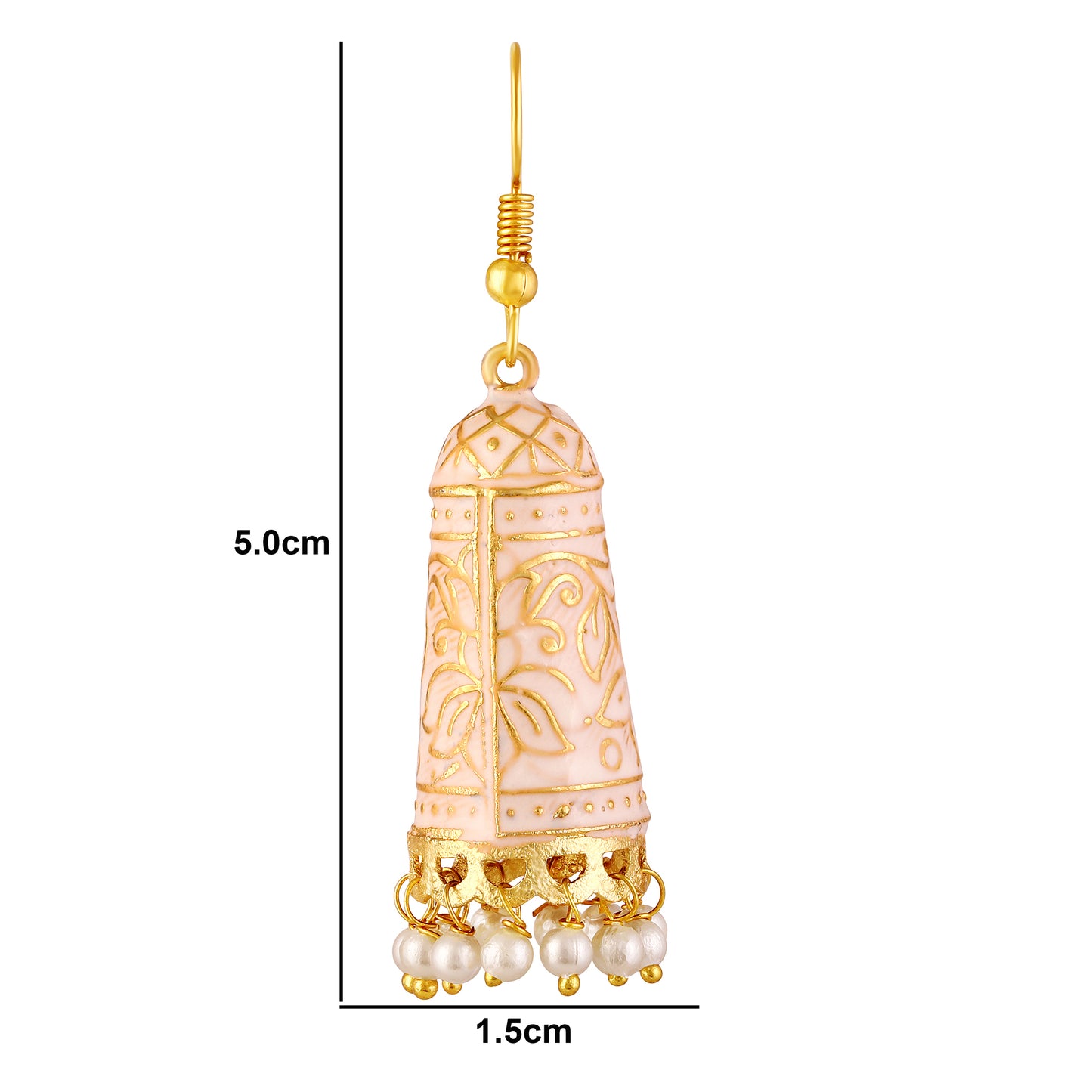 BDiva 18k Gold Plated Ivory Enamel Dome Earrings with An Ethereal Touch of Grace