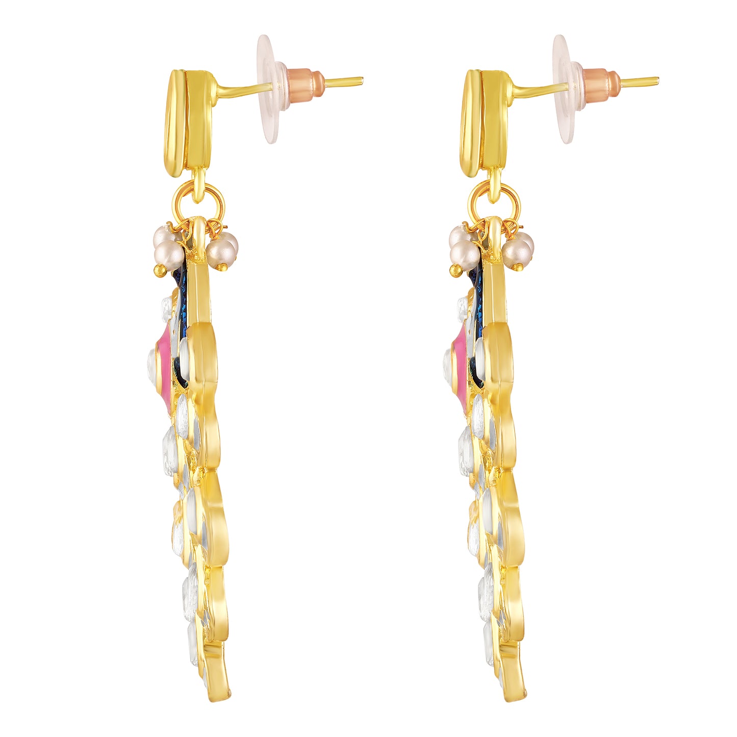 BDiva 18k Gold Plated Peacock Royalty Statement Earrings with Tradition and Modern Elegance