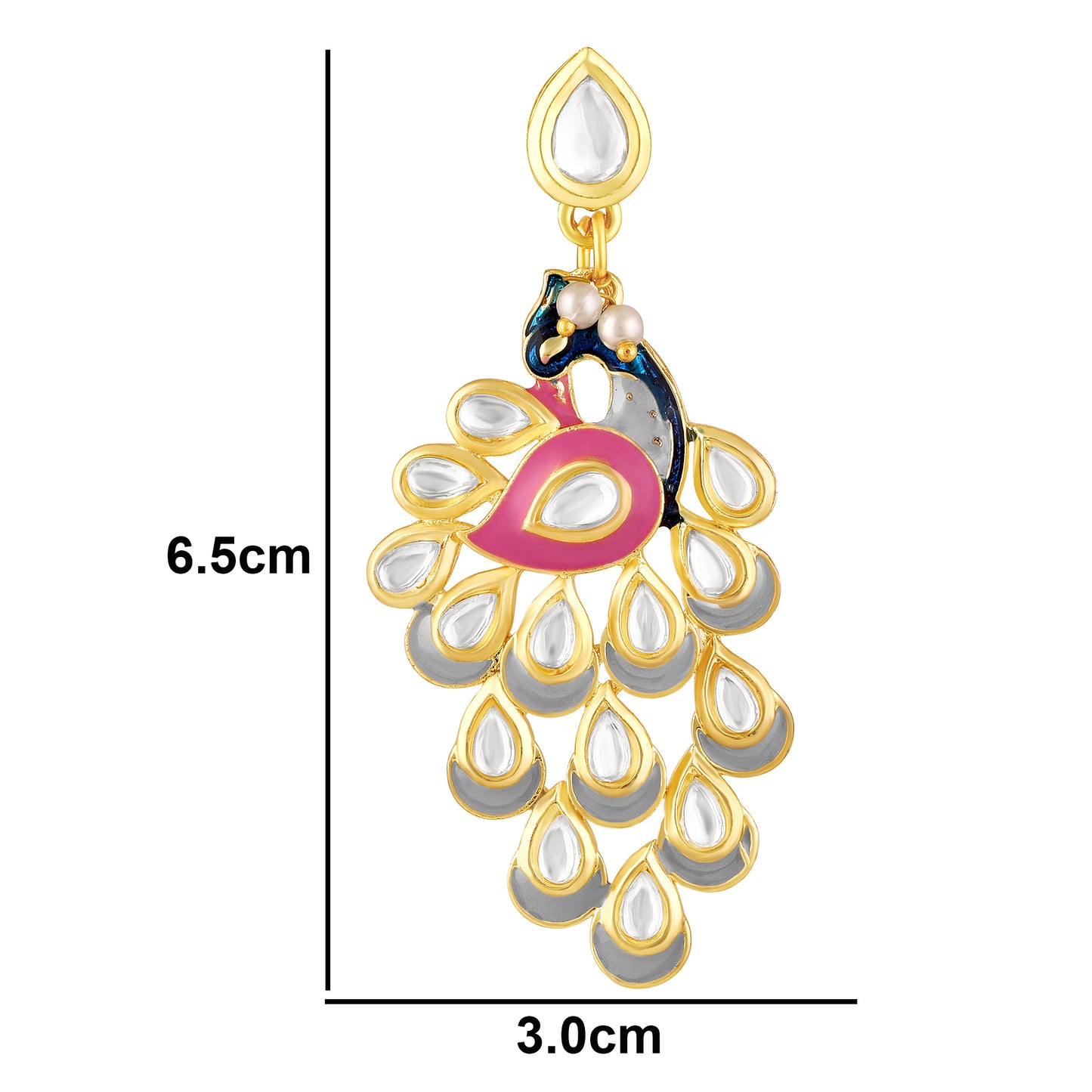 BDiva 18k Gold Plated Peacock Royalty Statement Earrings with Tradition and Modern Elegance