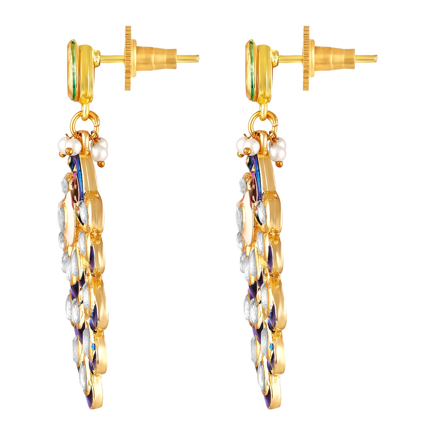 BDiva 18k Gold Plated Regal Peacock Drop Earrings with a Symphony of Royal Elegance