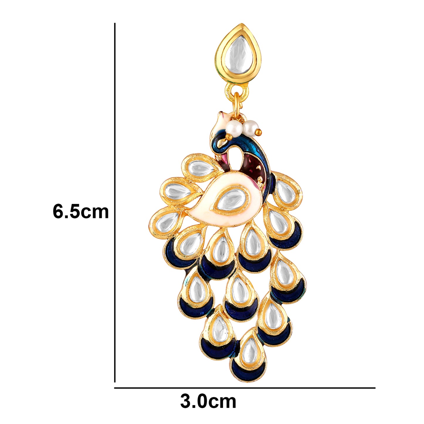 BDiva 18k Gold Plated Regal Peacock Drop Earrings with a Symphony of Royal Elegance