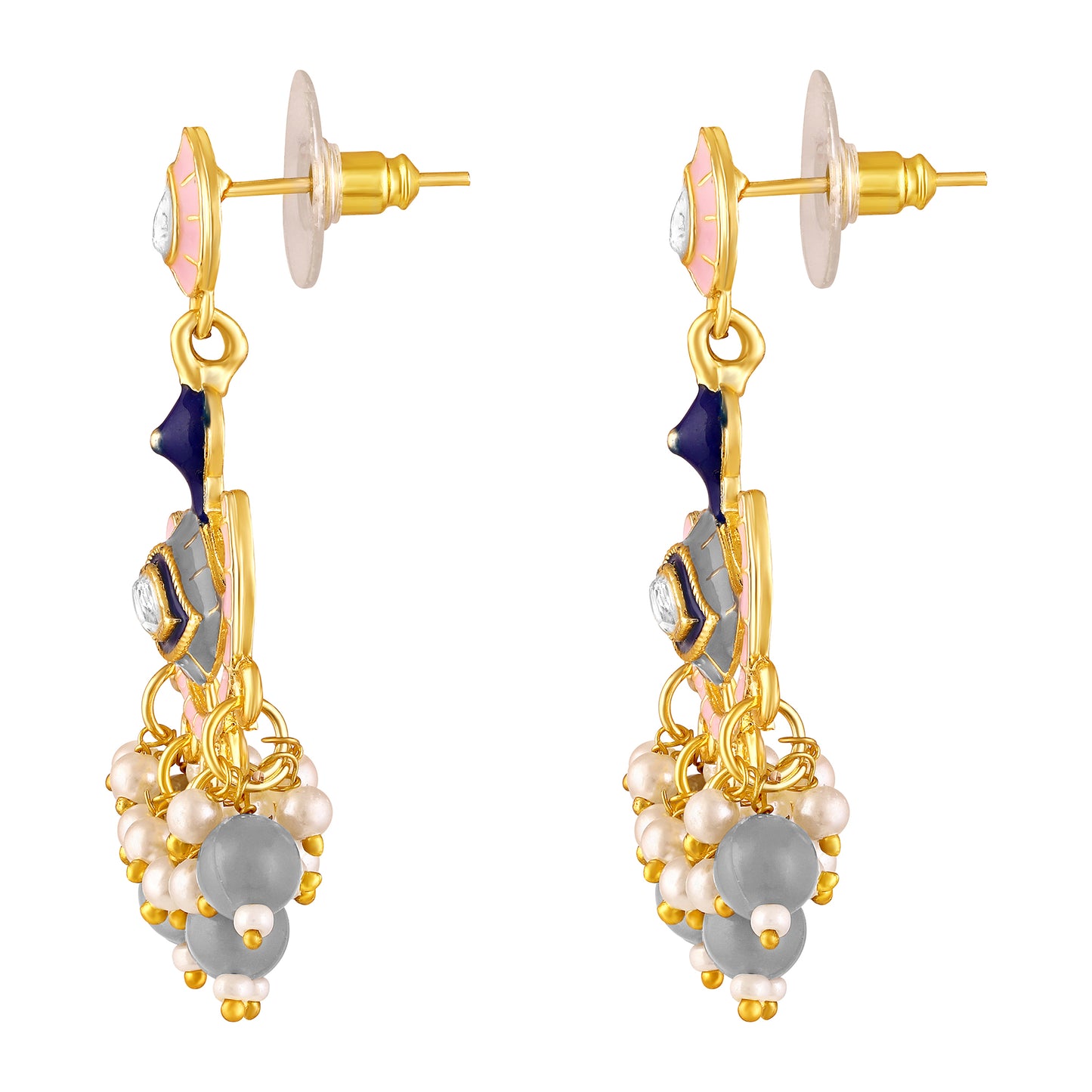 BDiva 18k Gold Plated Peacock Grace Drop Earrings with a Symphony of Colors and Elegance
