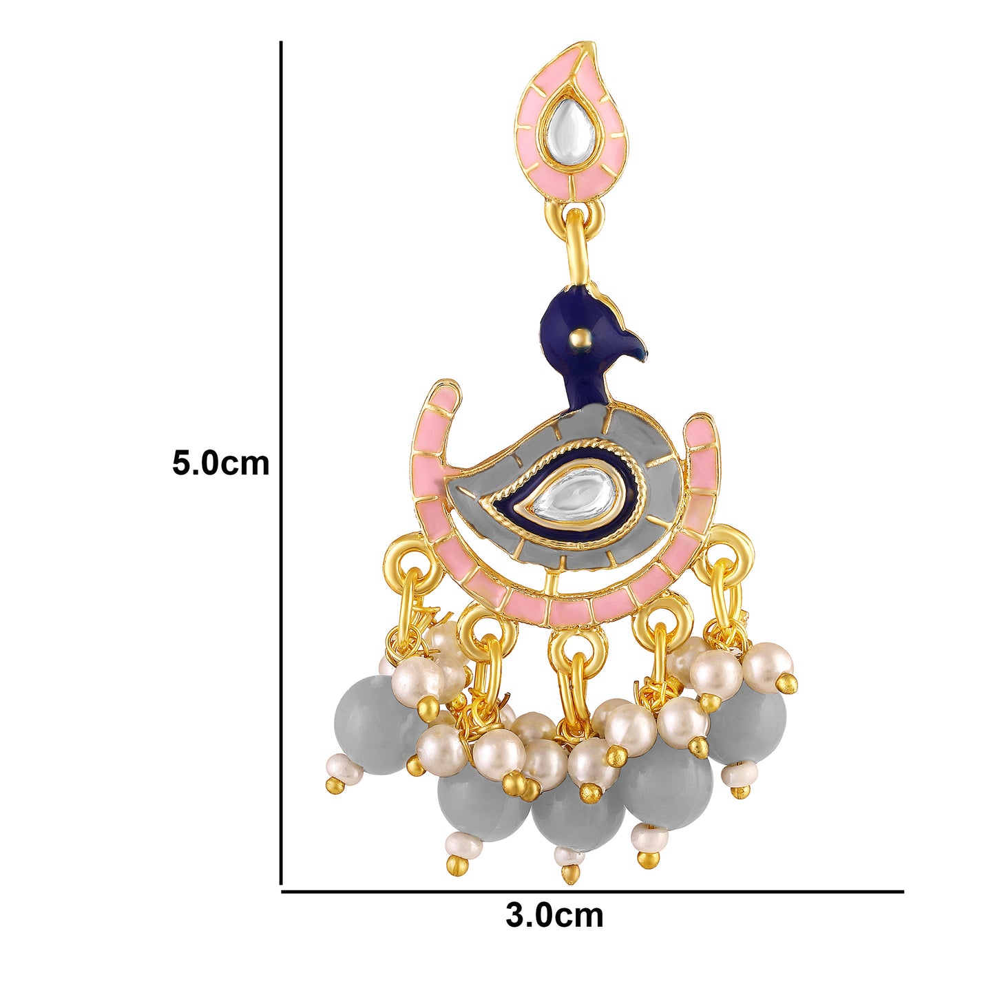 BDiva 18k Gold Plated Peacock Grace Drop Earrings with a Symphony of Colors and Elegance