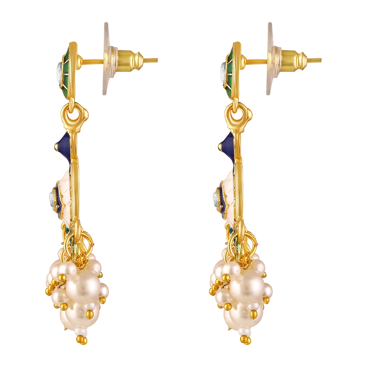 BDiva 18k Gold Plated Regal Peacock Pearl Drop Earrings with a Blend of Tradition and Modern Grace