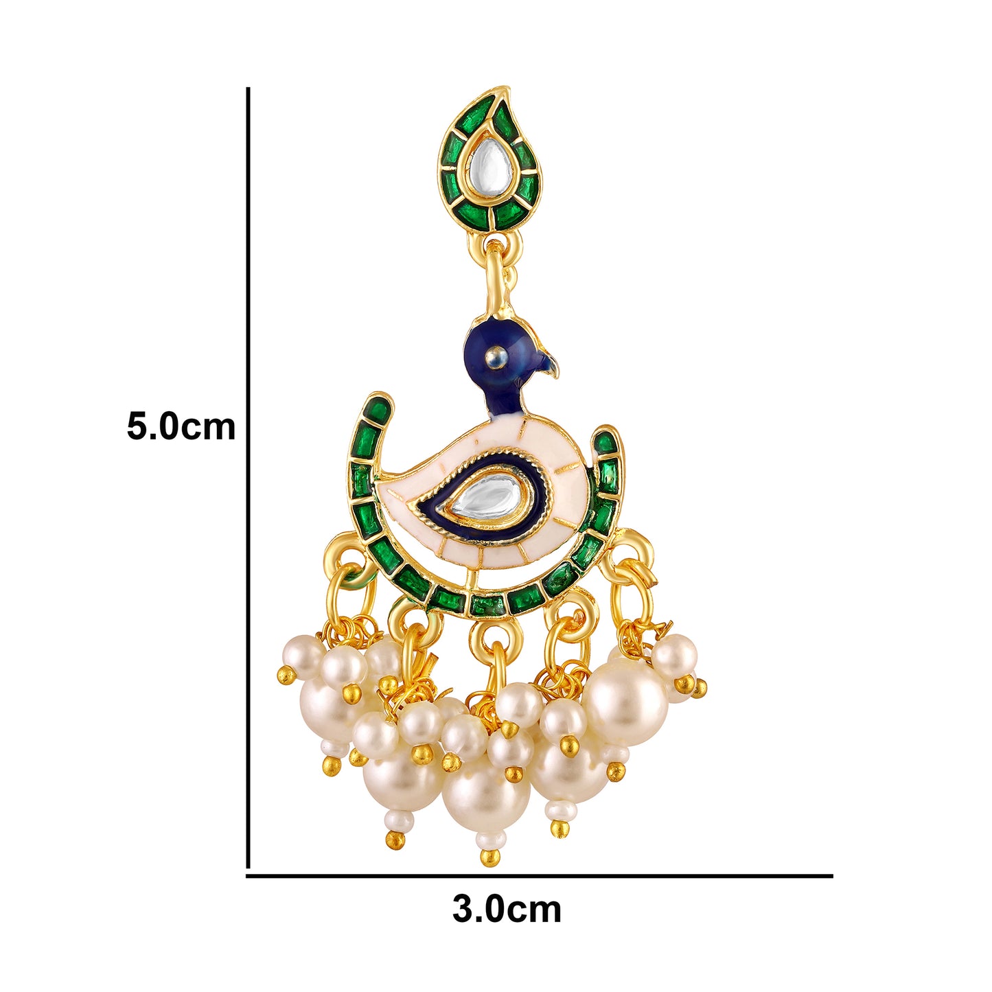 BDiva 18k Gold Plated Regal Peacock Pearl Drop Earrings with a Blend of Tradition and Modern Grace