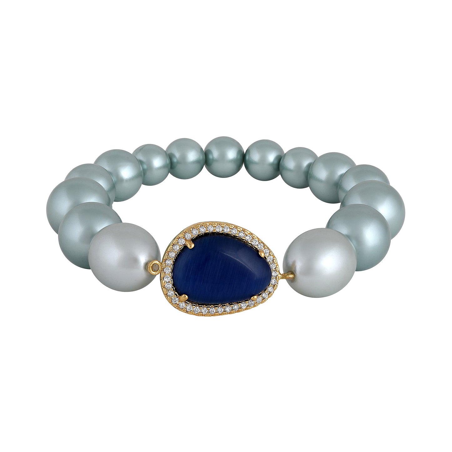 Bdiva Shell Pearl Bracelet with Blue Sapphire Stone.