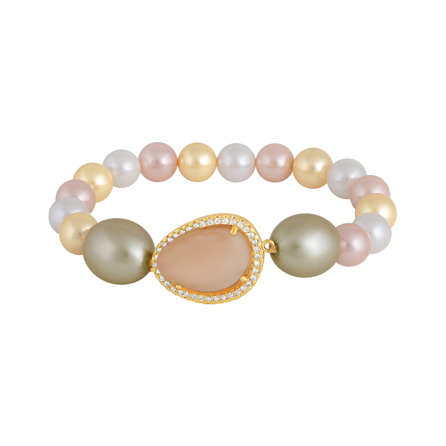 Bdiva Shell Pearl Bracelet with Coral Stone.