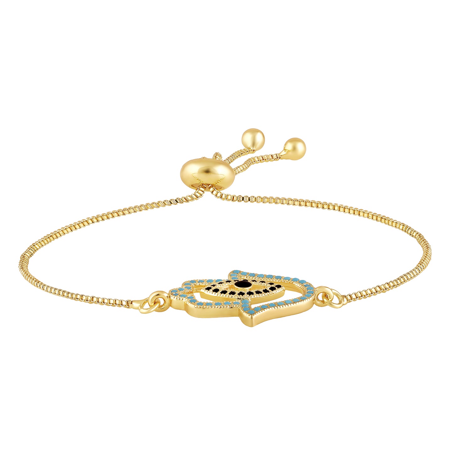 Bdiva Handmade 18k Gold-Plated Evil Eye Adjustable Bracelet