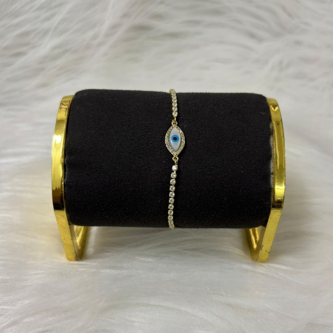 Adjustable Evil Eye Bracelet with Cubic Zirconia