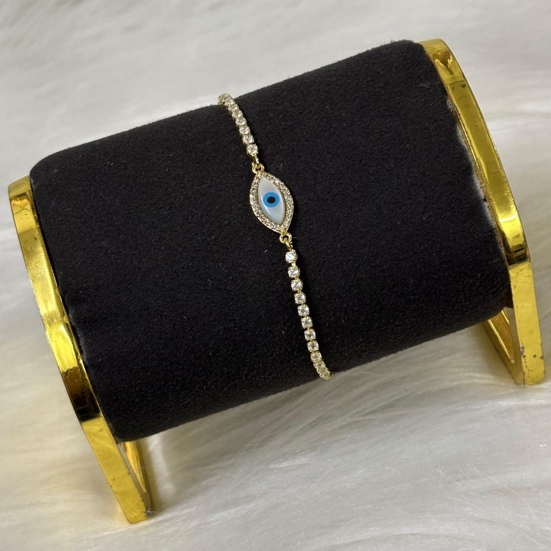 Adjustable Evil Eye Bracelet with Cubic Zirconia