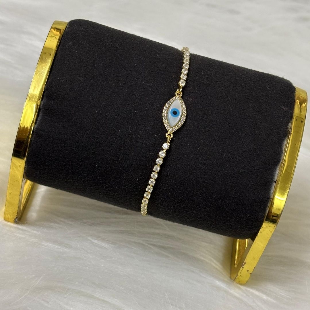 Adjustable Evil Eye Bracelet with Cubic Zirconia