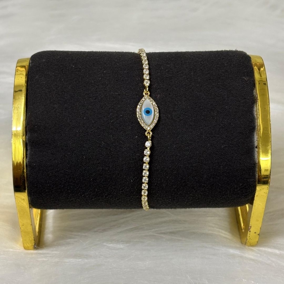 Adjustable Evil Eye Bracelet with Cubic Zirconia