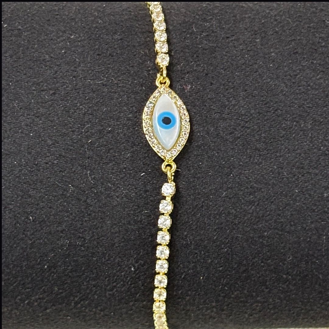 Adjustable Evil Eye Bracelet with Cubic Zirconia