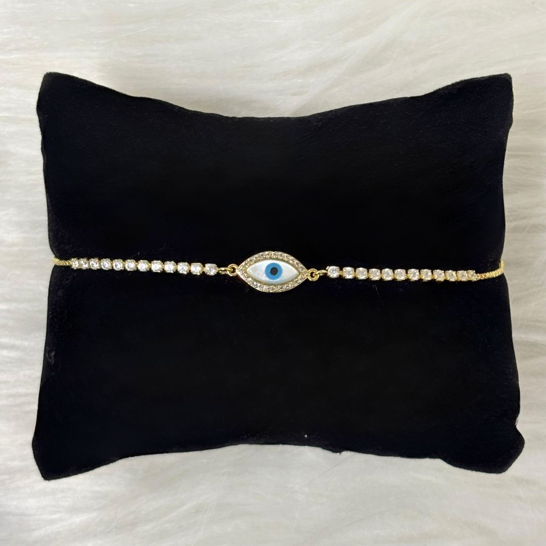 Adjustable Evil Eye Bracelet with Cubic Zirconia