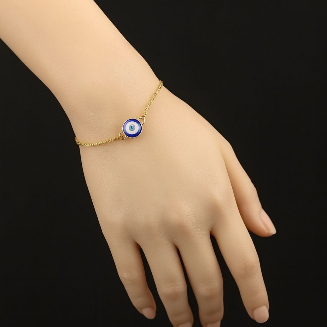 Bdiva Classic Round High Quality Gold-Plated Evil Eye Adjustable Bracelet