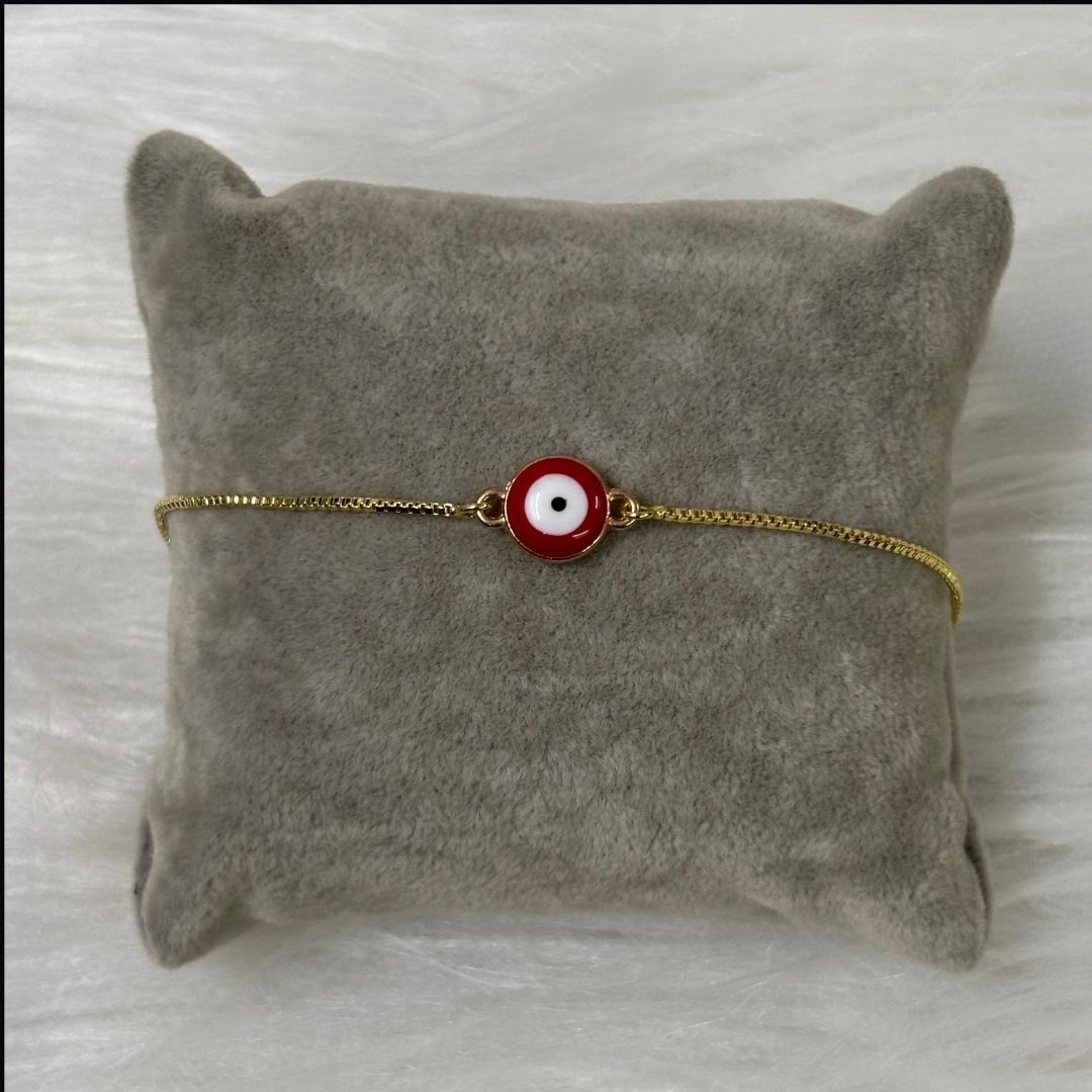 Classic Round Gold-Plated Evil Eye Adjustable Bracelet