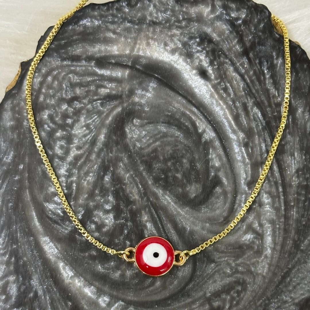 Classic Round Gold-Plated Evil Eye Adjustable Bracelet
