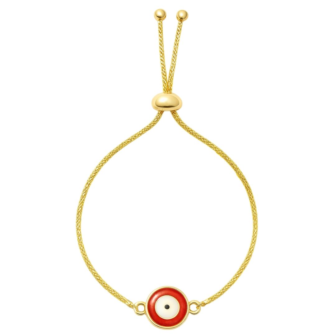 Classic Round Gold-Plated Evil Eye Adjustable Bracelet