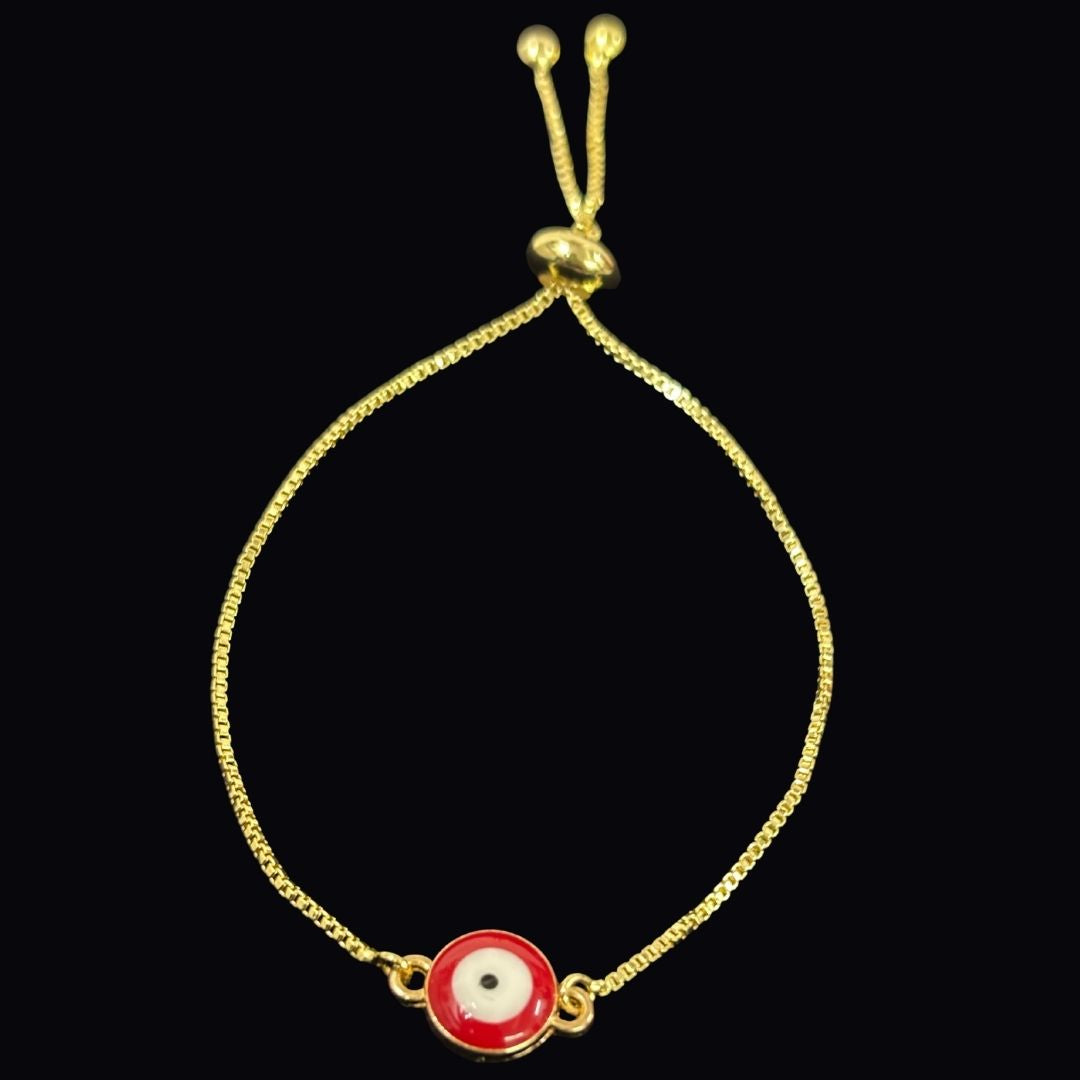 Classic Round Gold-Plated Evil Eye Adjustable Bracelet