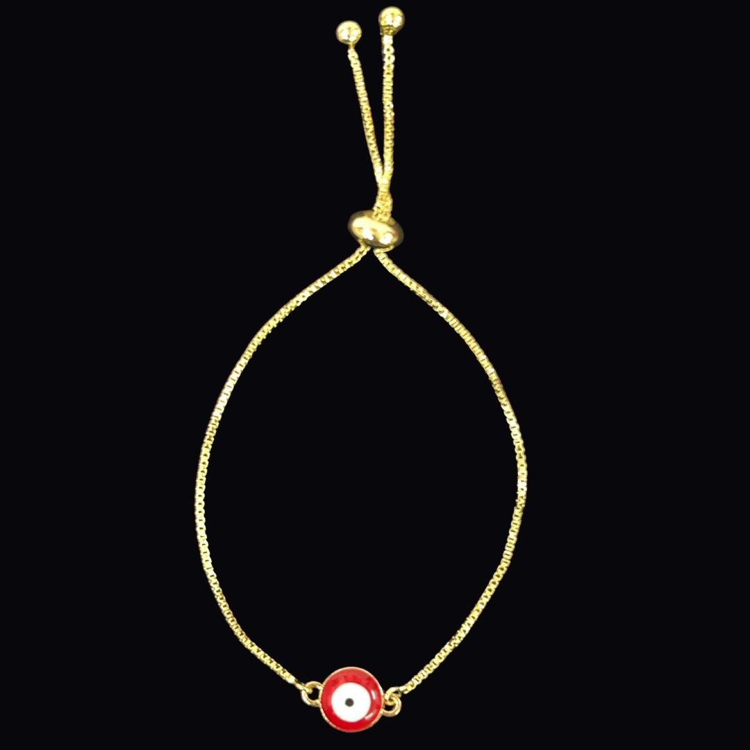Classic Round Gold-Plated Evil Eye Adjustable Bracelet