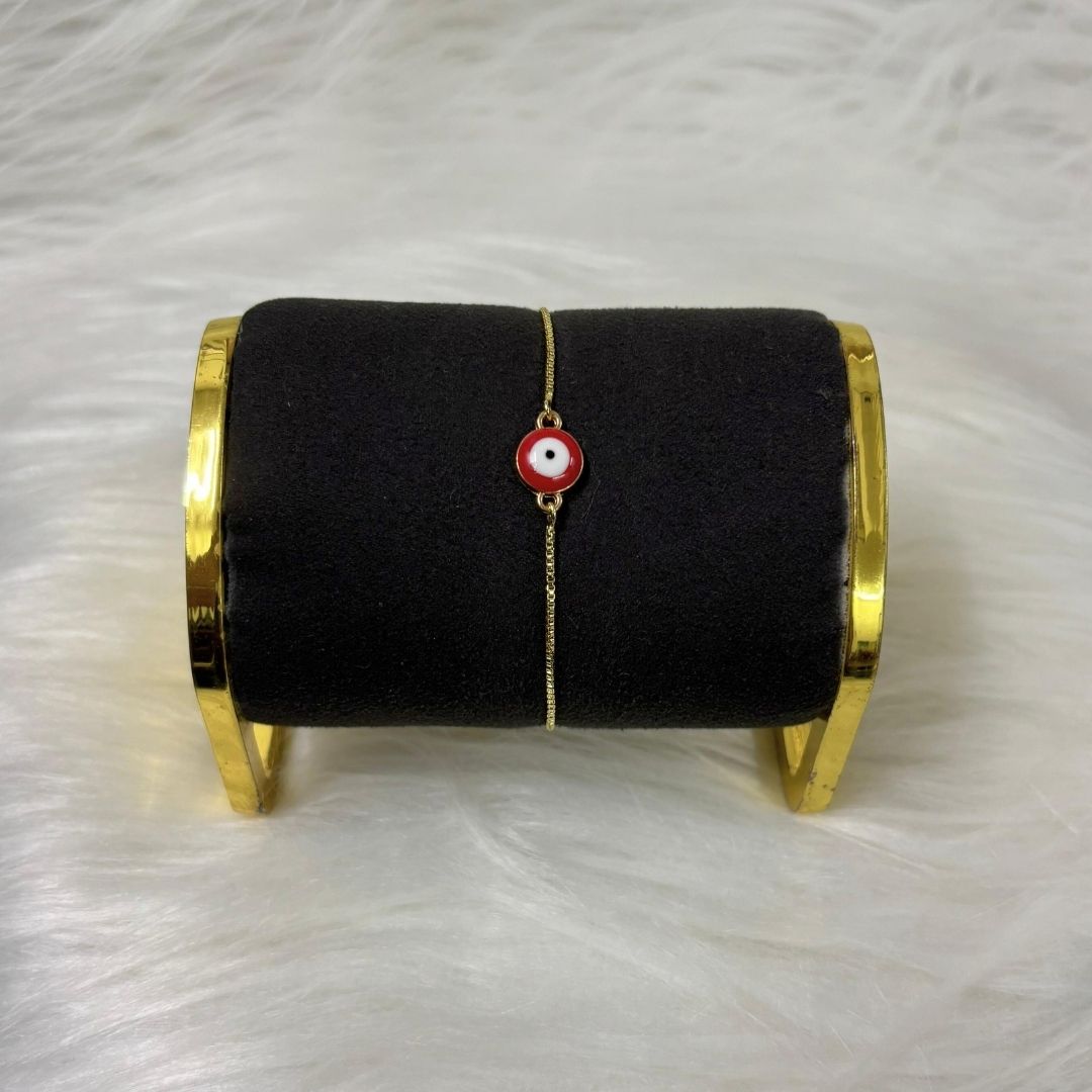 Classic Round Gold-Plated Evil Eye Adjustable Bracelet